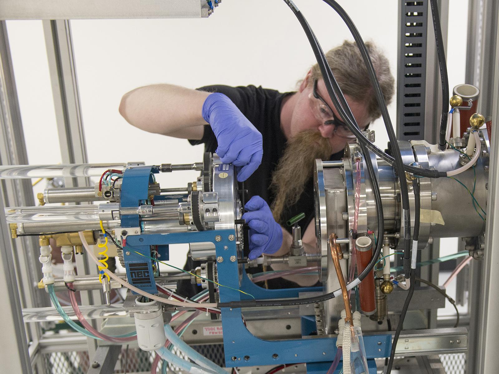 Brendan Culleton working on the accelerator mass spectrometer