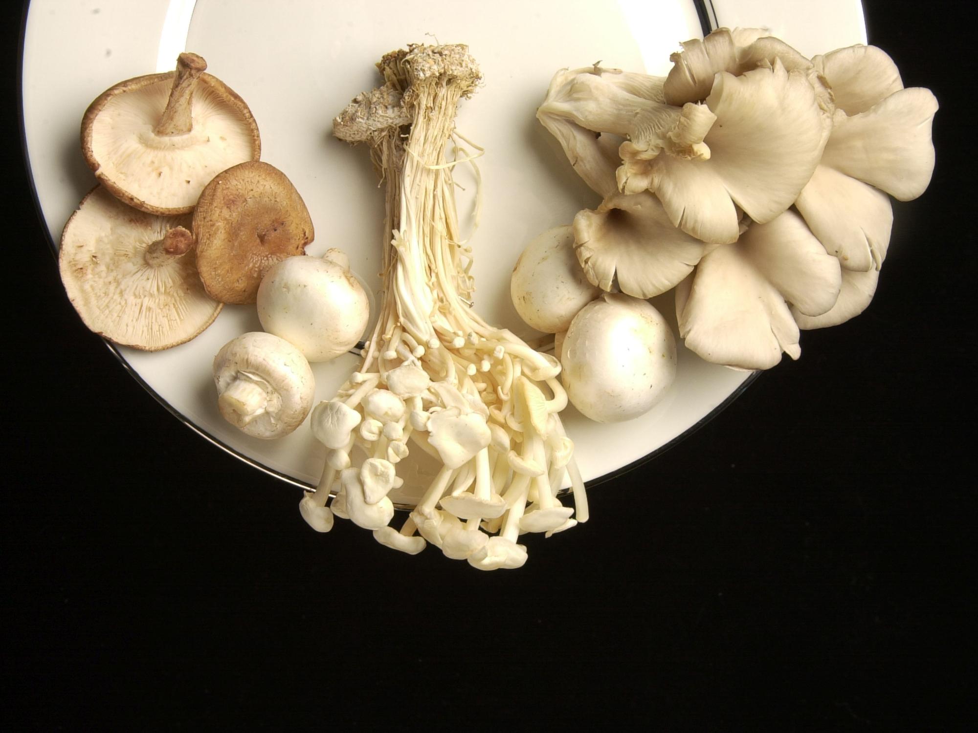 A plate of specialty mushrooms