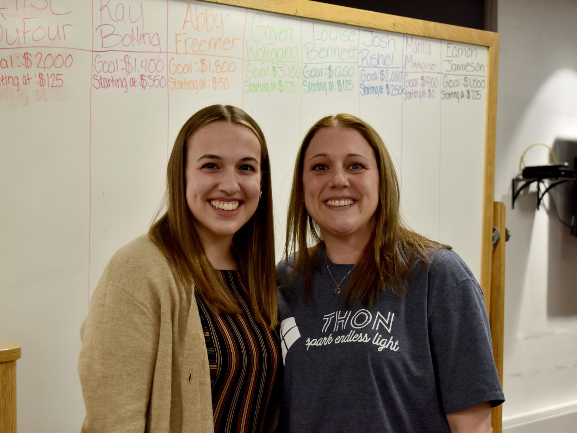 Hannah Allen with her mother, Miranda, after presenting her with the THON award of appreciation