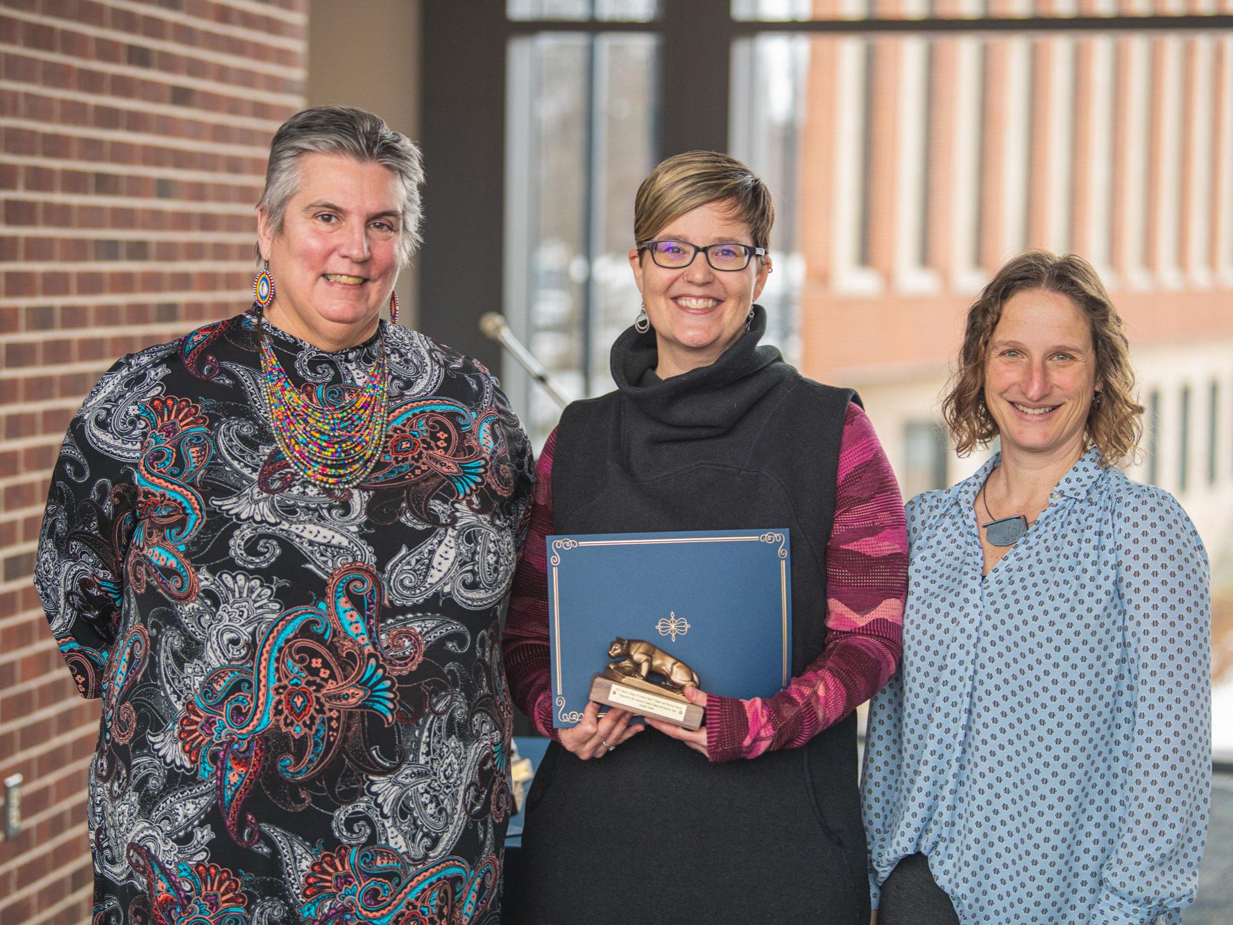 Keefer poses with nominator and dean