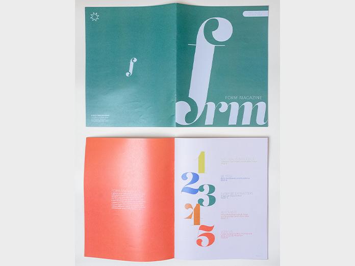 Two magazine spreads atop one another for "FORM Magazine."