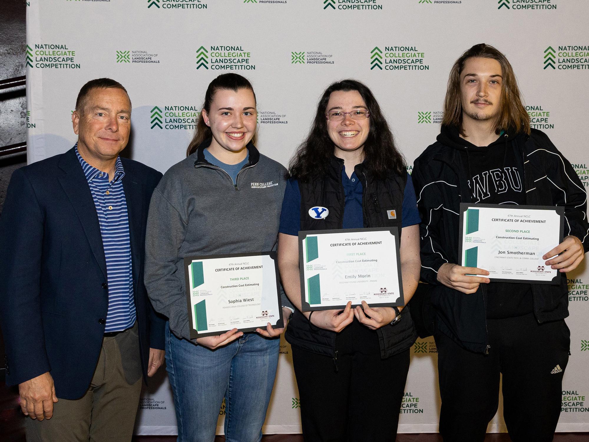 Group photo of students who placed in a landscape competition.