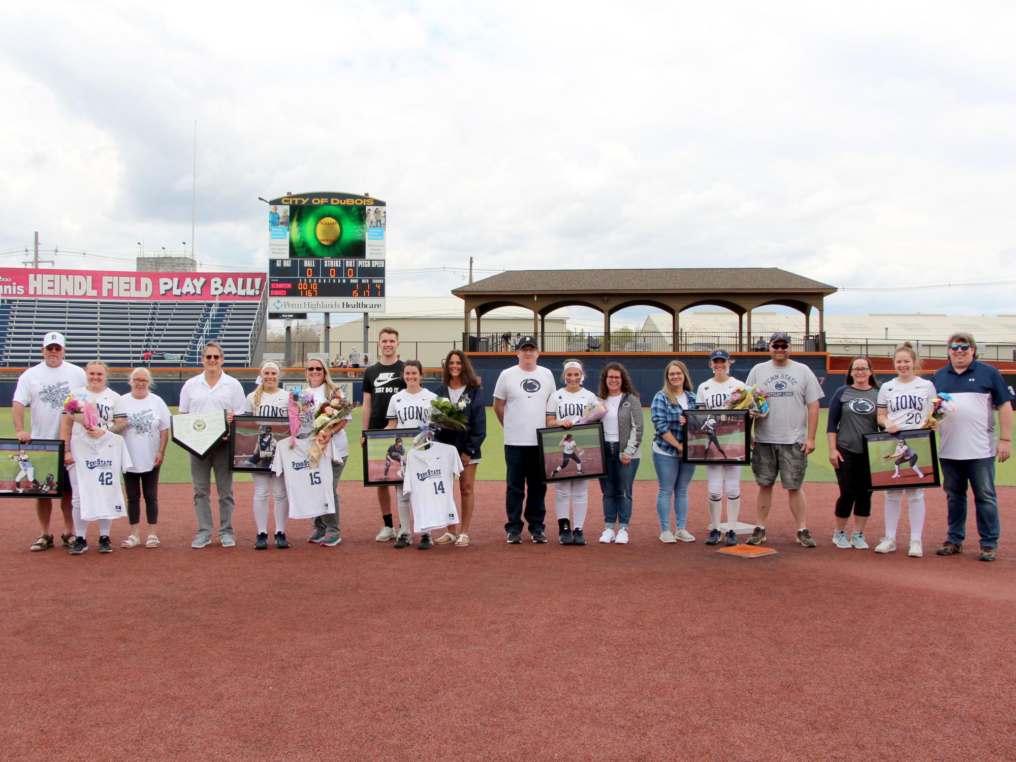 The Penn State DuBois softball players recognized on senior day at Heindl Field