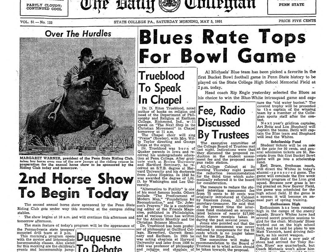 The Daily Collegian front page on May 5, 1951