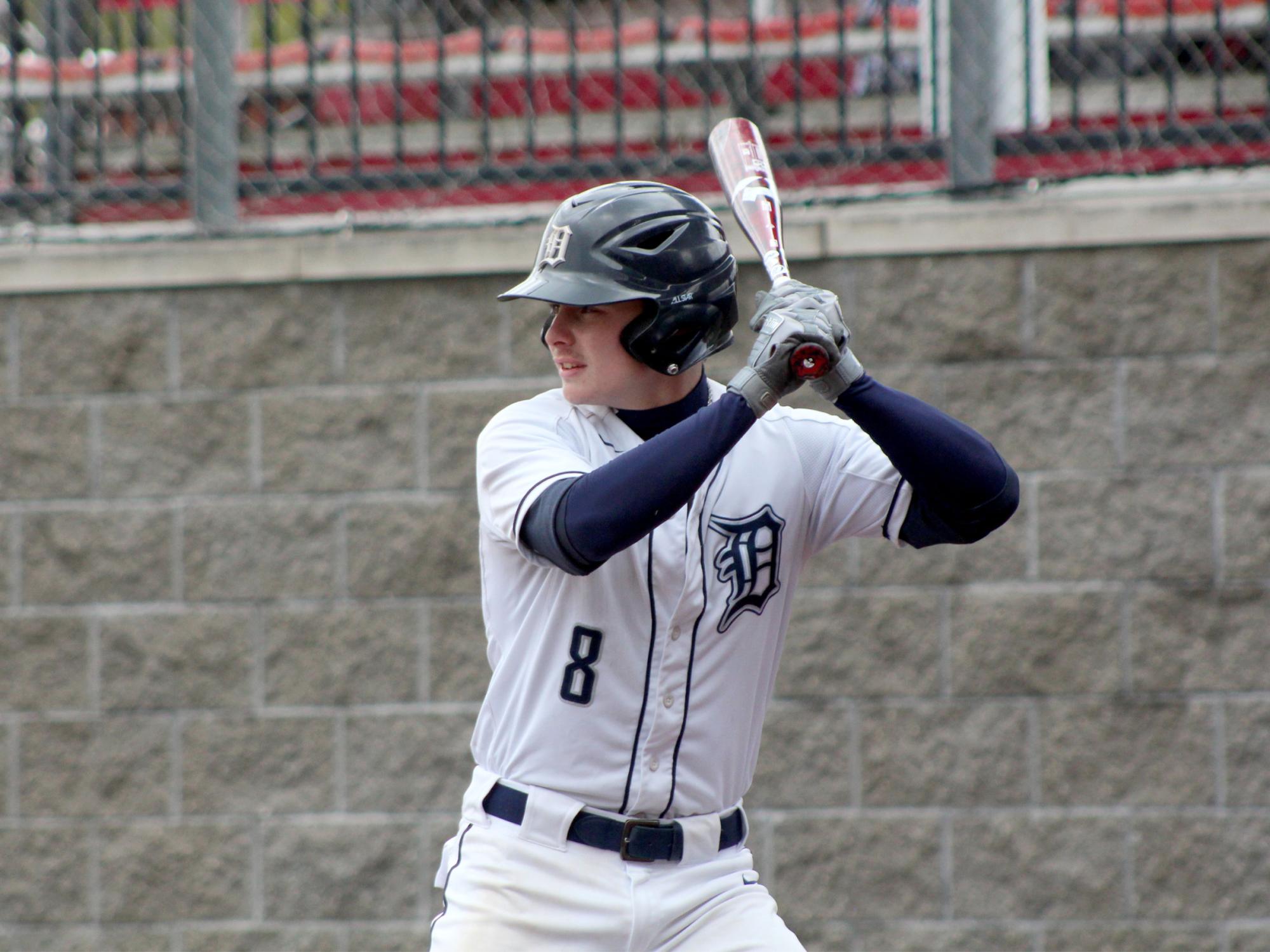 Penn State DuBois junior Tylor Herzing sets himself in the batter’s box for an at bat during a recent home game at Showers Field in DuBois