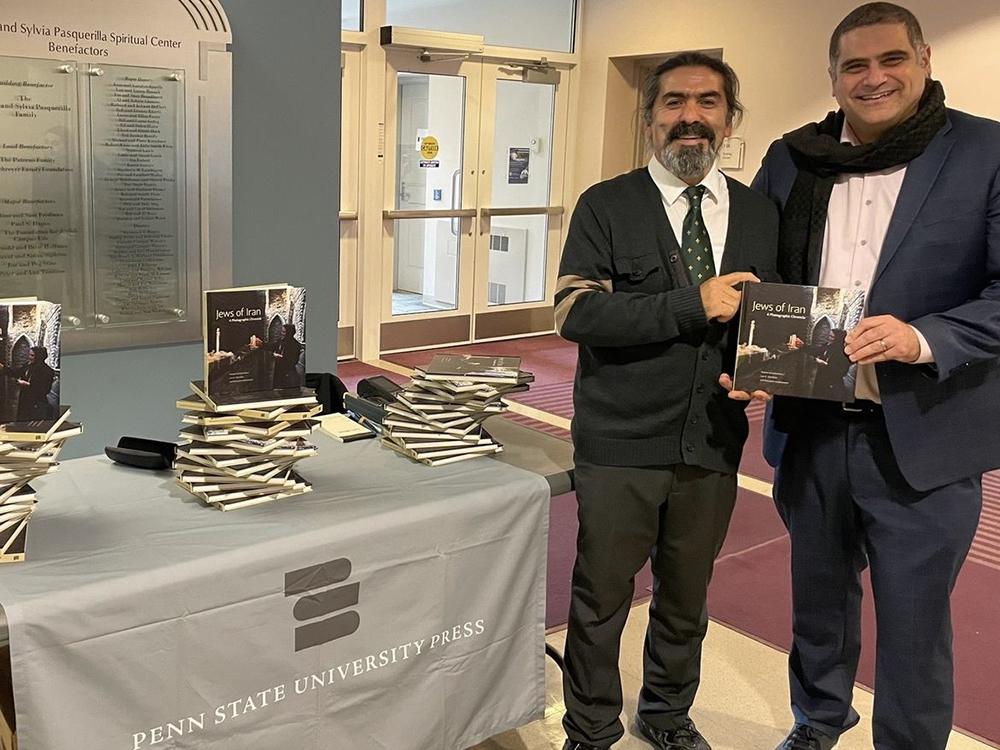 Storey helped plan a celebration recognizing the publication of “Jews of Iran: A Photographic Chronicle” by Lior Sternfeld (right), Penn State associate professor of history and Jewish studies.