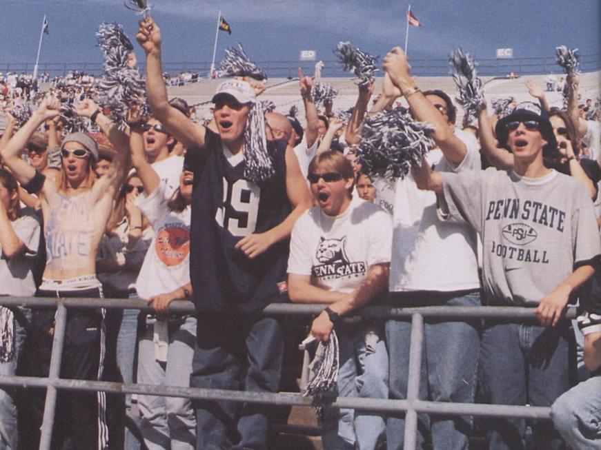 A picture of football fans in the stands at Beaver Stadium