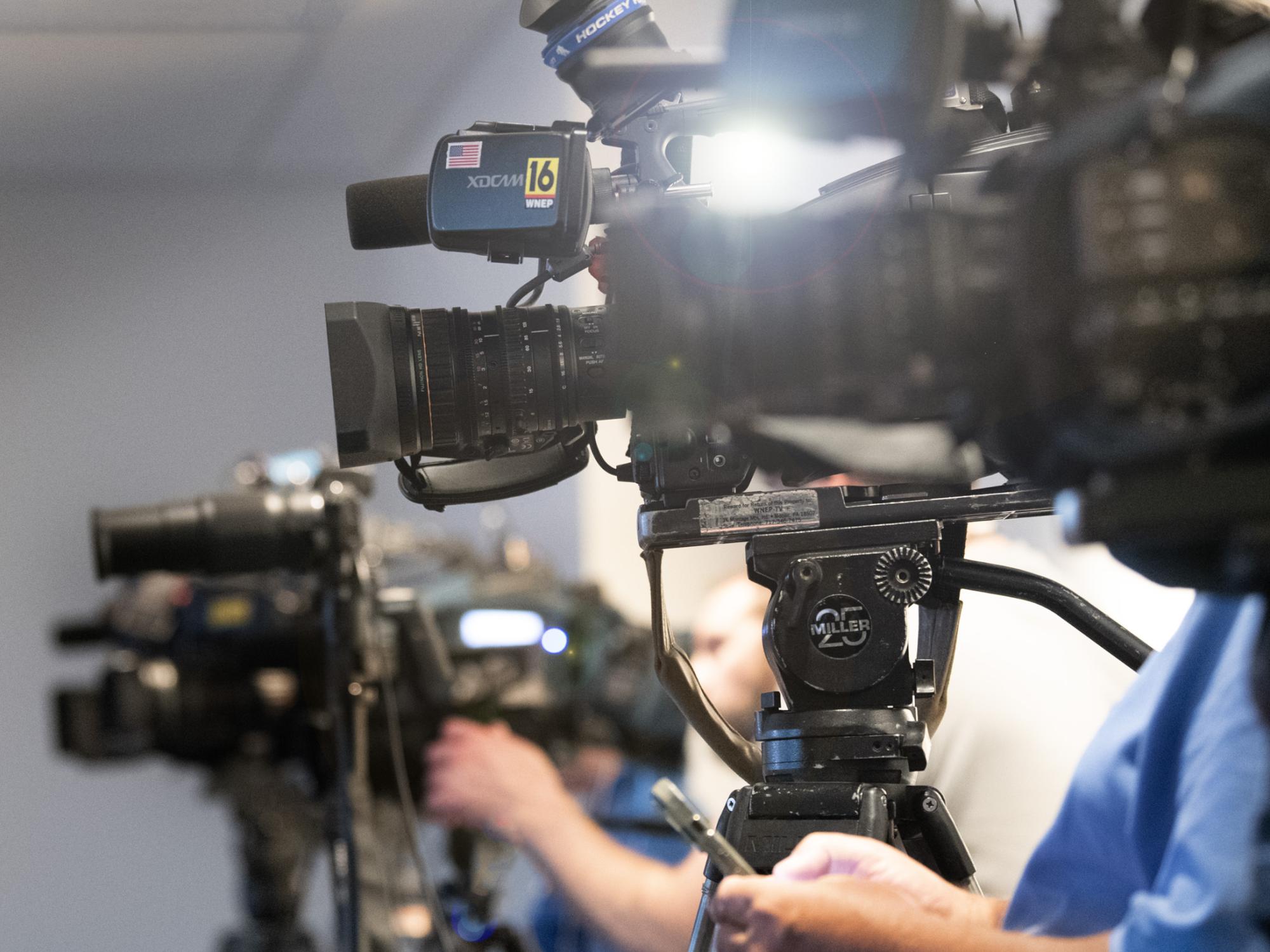cameras at Beaver Stadium media room