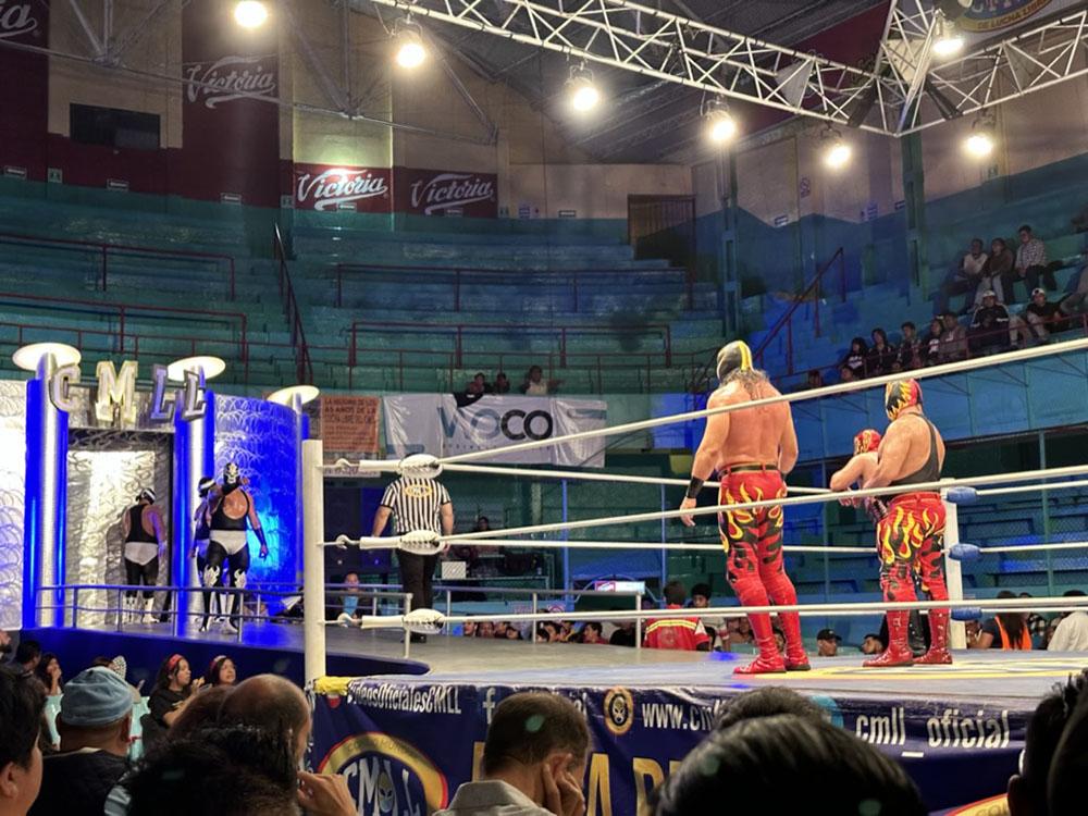 Students watching a Lucha Libre match