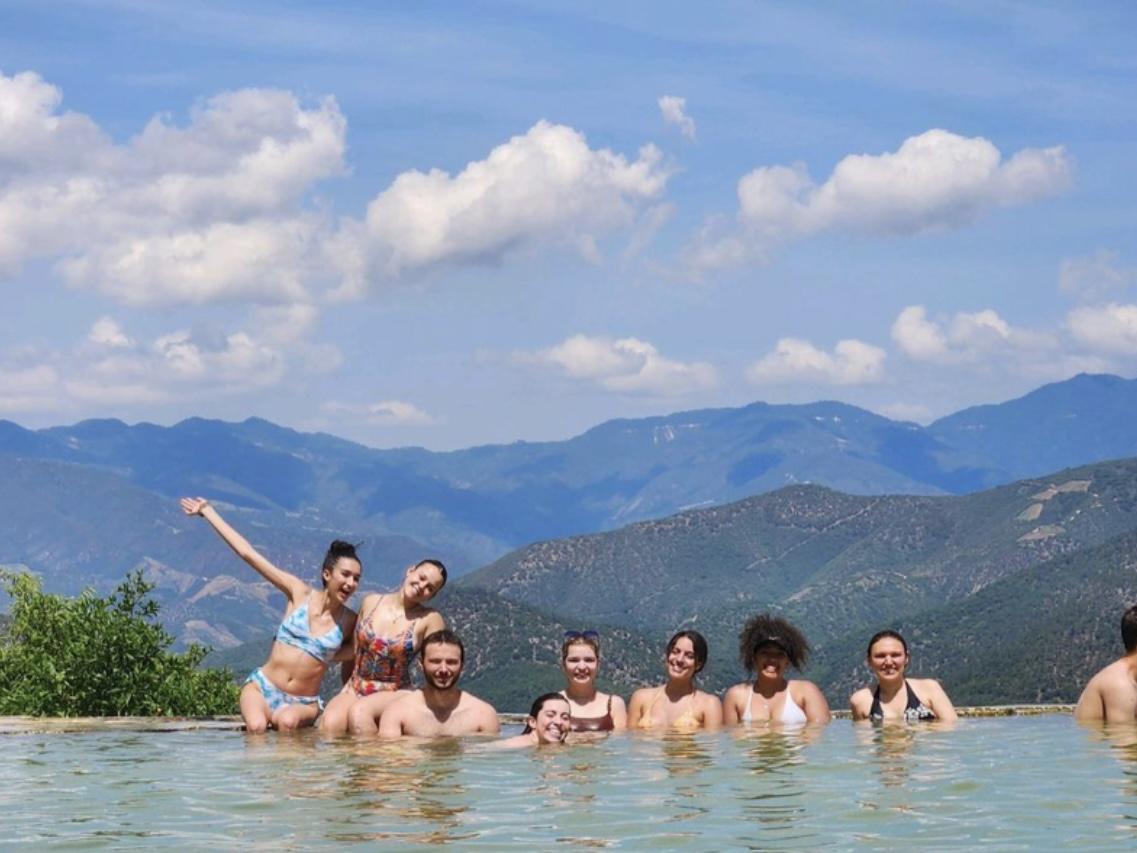students in pool