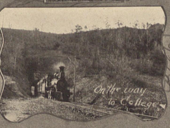 A black and white picture of a train