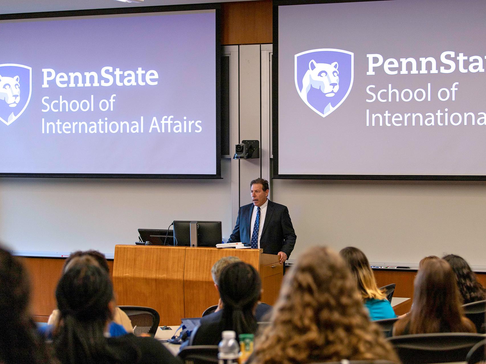 SIA Director Mitchell Smith addresses students during orientation.