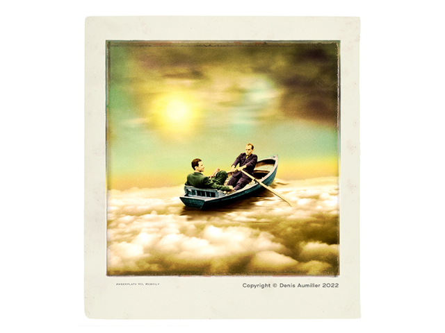 An image of two men in a boat moving downstream