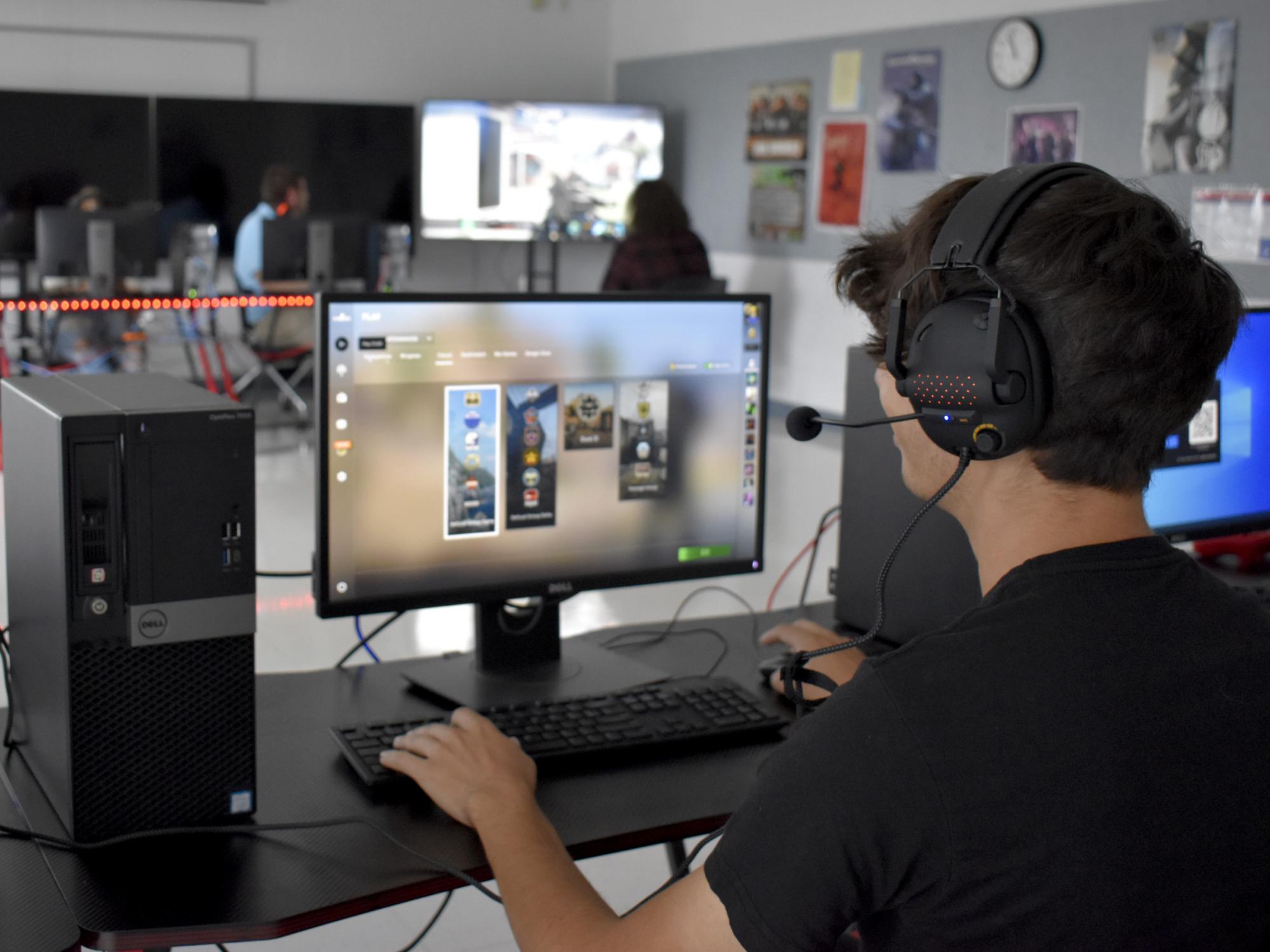 Franklin Lanzoni, IT major, prepares to enter a game of "Counter-Strike: Global Offensive" on one of the gaming computers located in the esports room at Penn State DuBois.