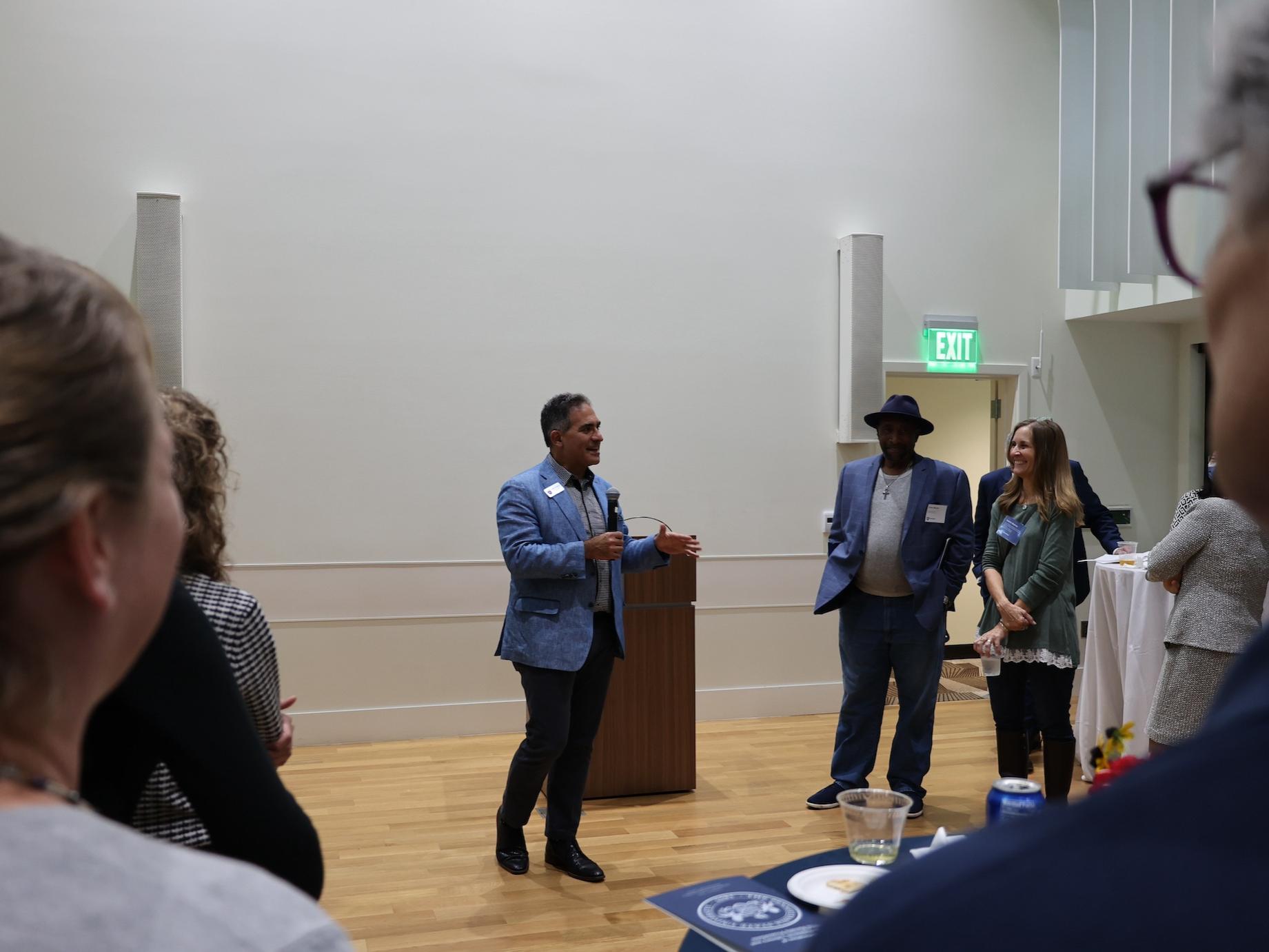Provost Justin Schwartz giving public remarks during faculty celebration