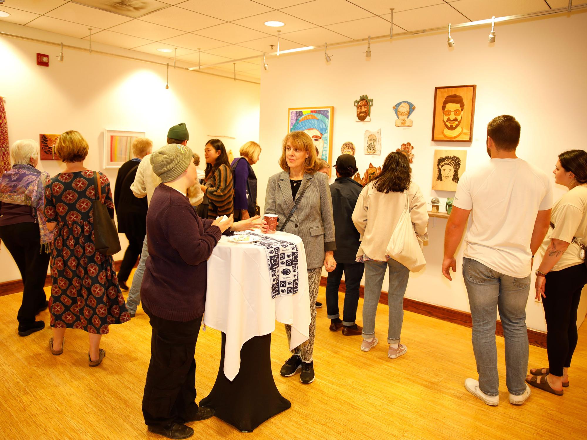 People looking at art in the Henry Gallery