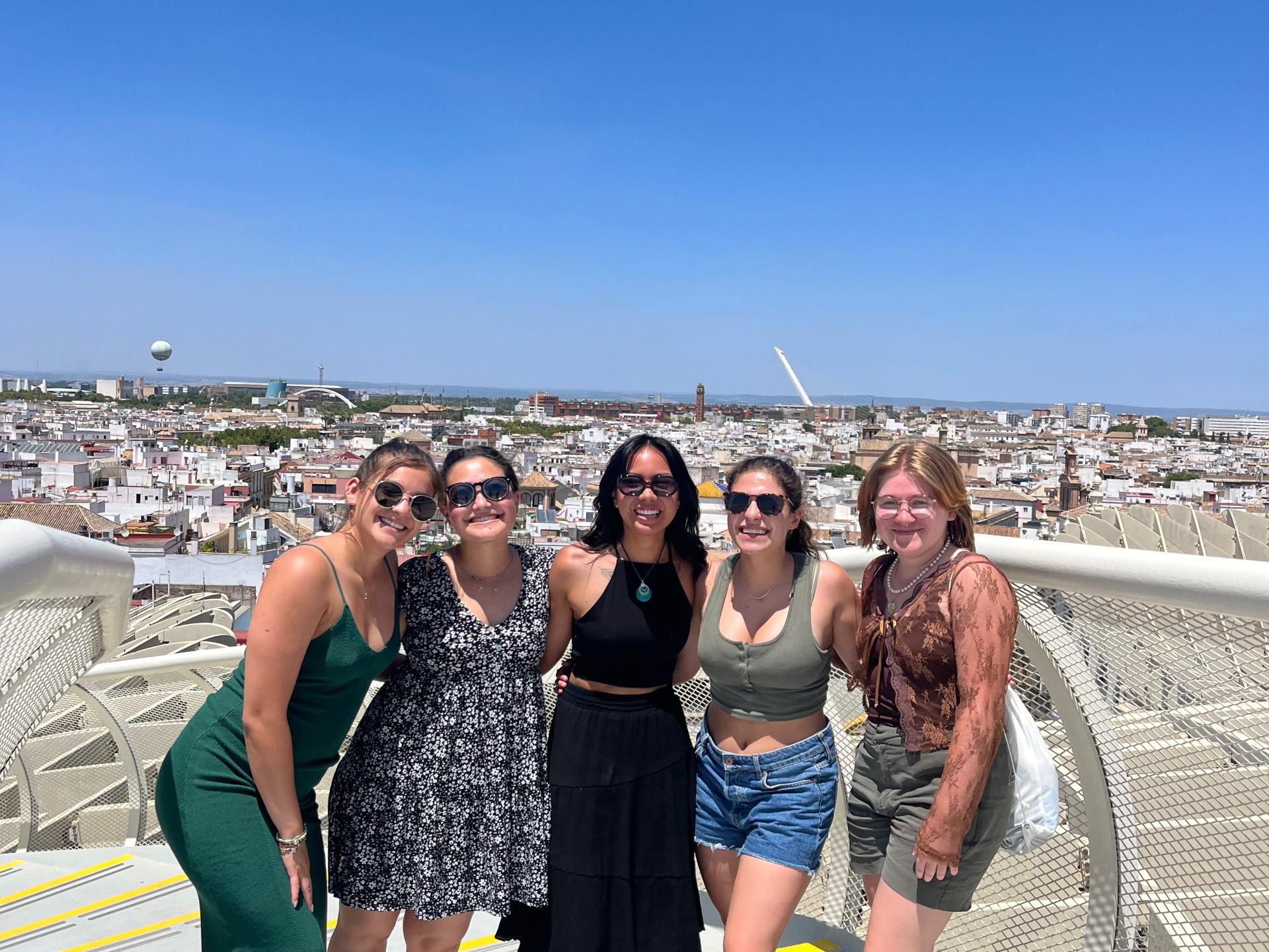 Students went on a day trip to Seville, Spain, where they visited monuments. 