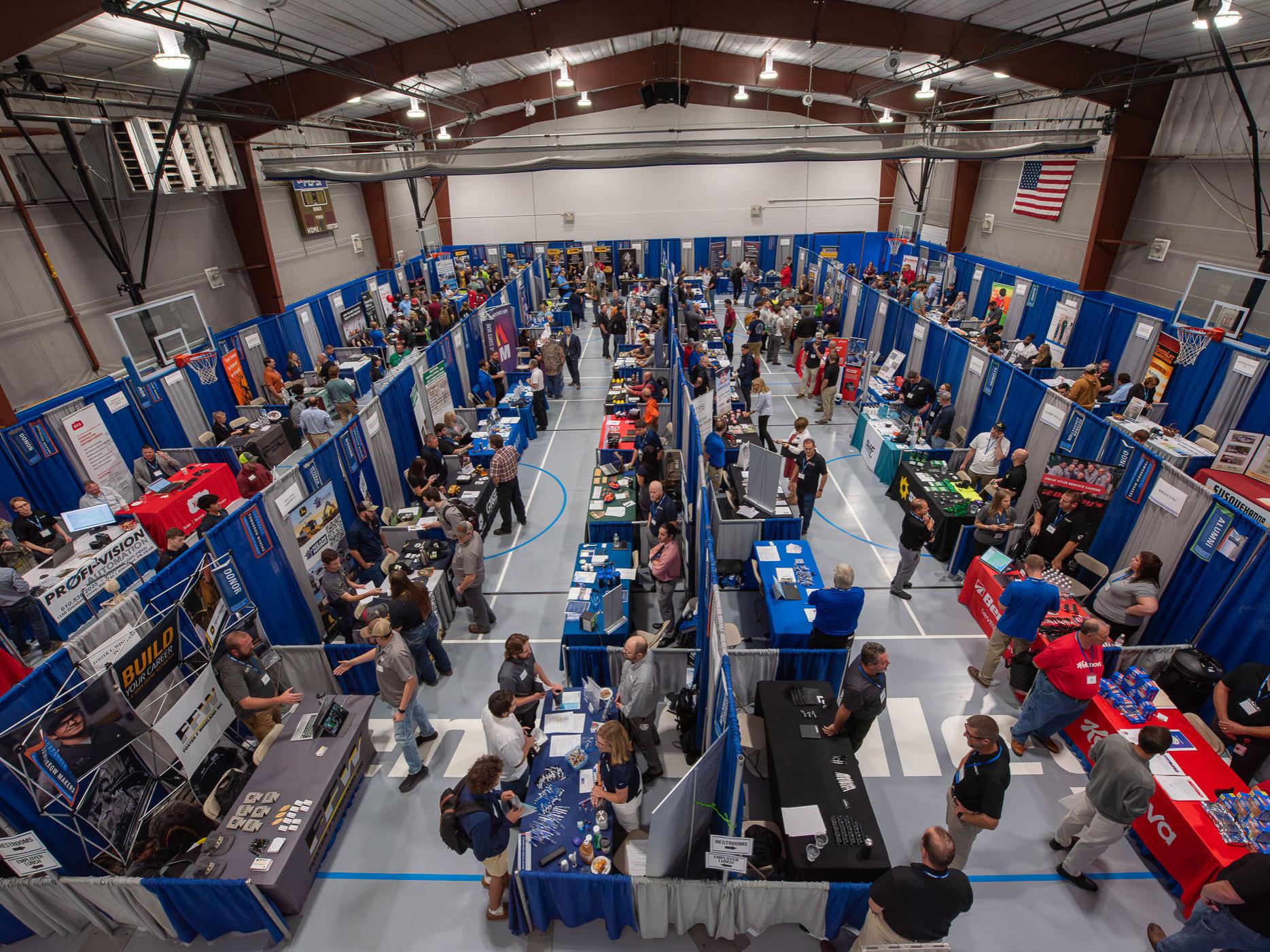 The crowd and booths at the Penn College Fall Career Fair 