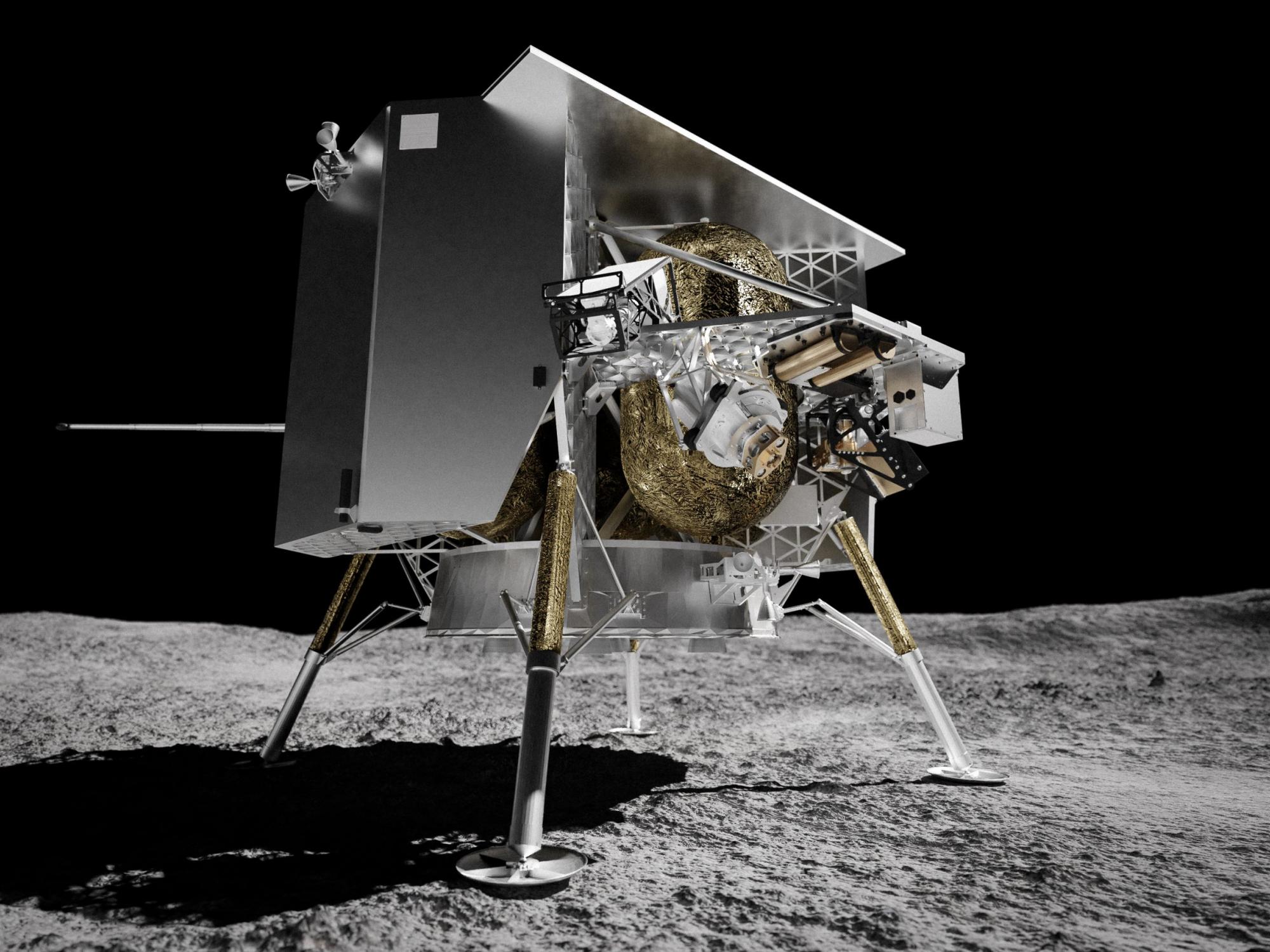 Lunar Lander over an image of the moon