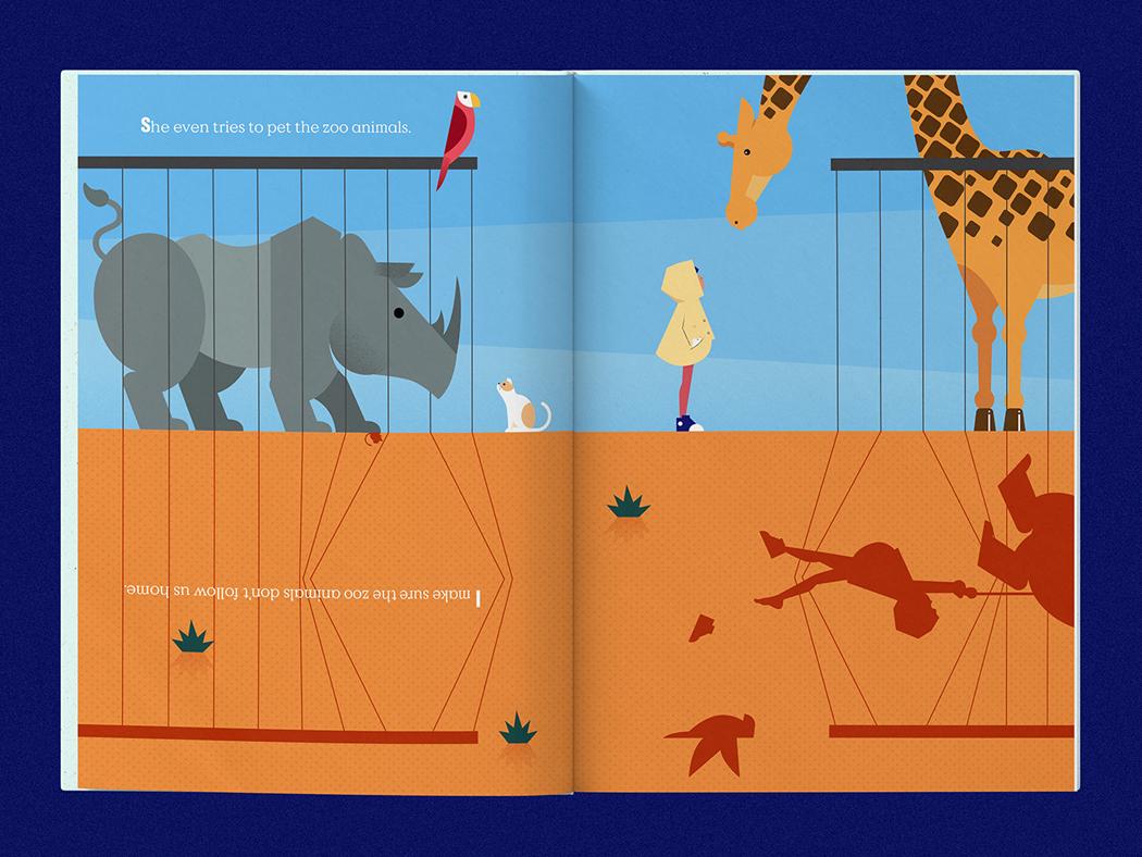 An inside spread of "My Annoying, Irritating, Always-in-the-way Shadow." 