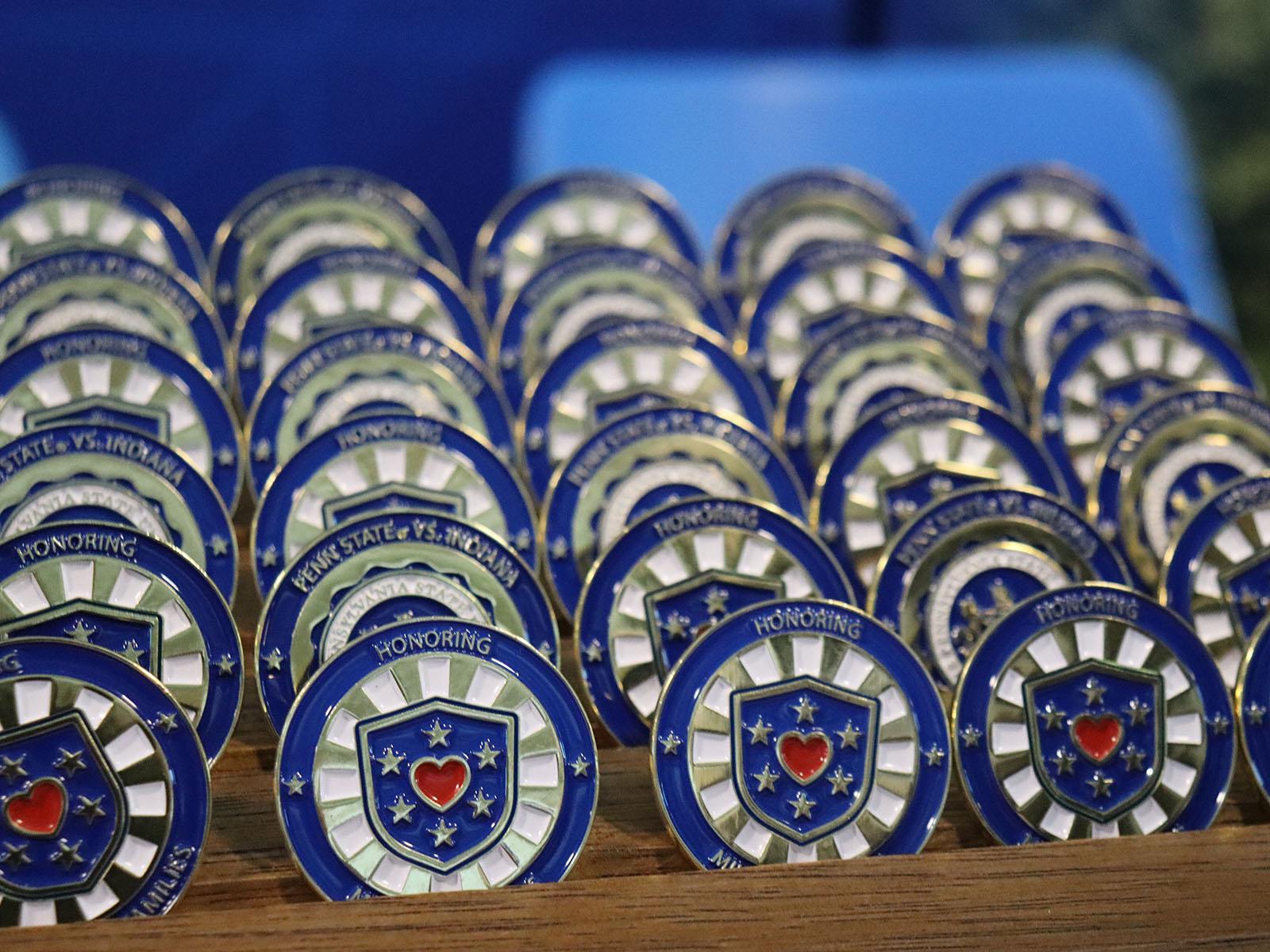 Military Challenge Coins are displayed.