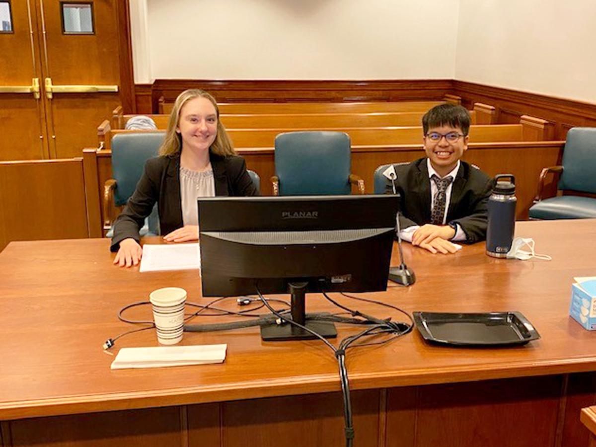Jazzmine McCauley (role: “defense attorney”) with Lam Vo (role: “offender”) before the exercise.
