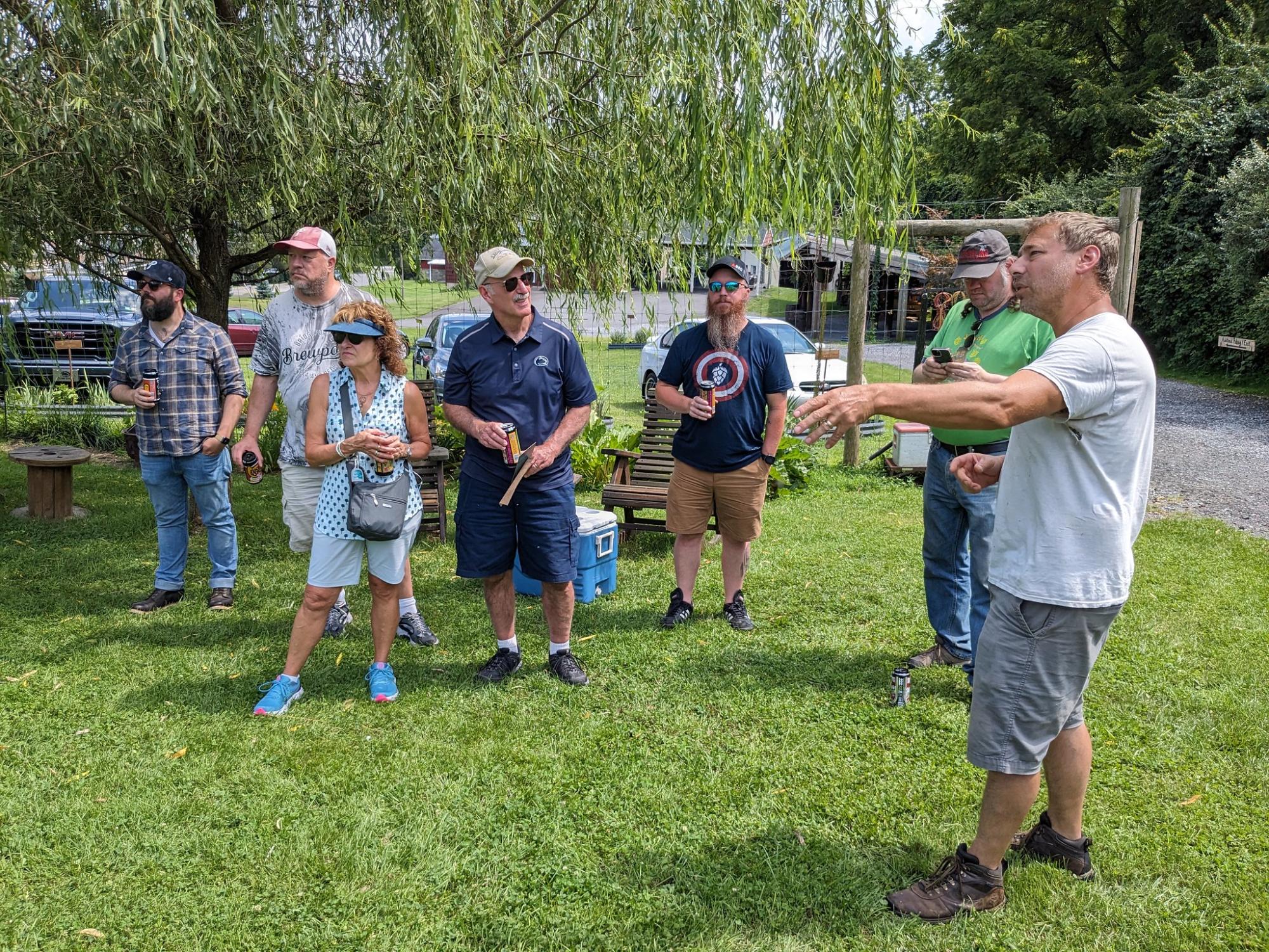 People gathered around at Hops Farm