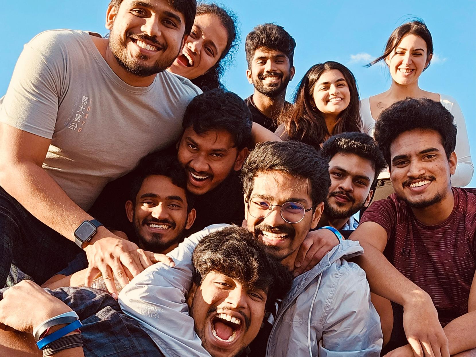 Group of several young men and women