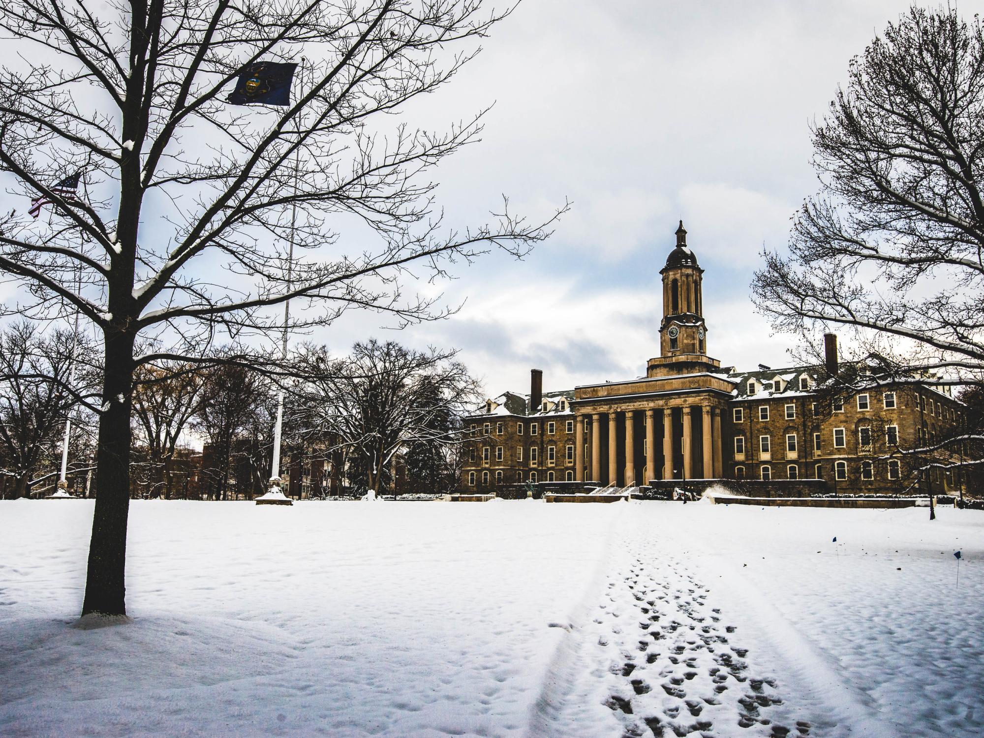 Old Main on a snowy day