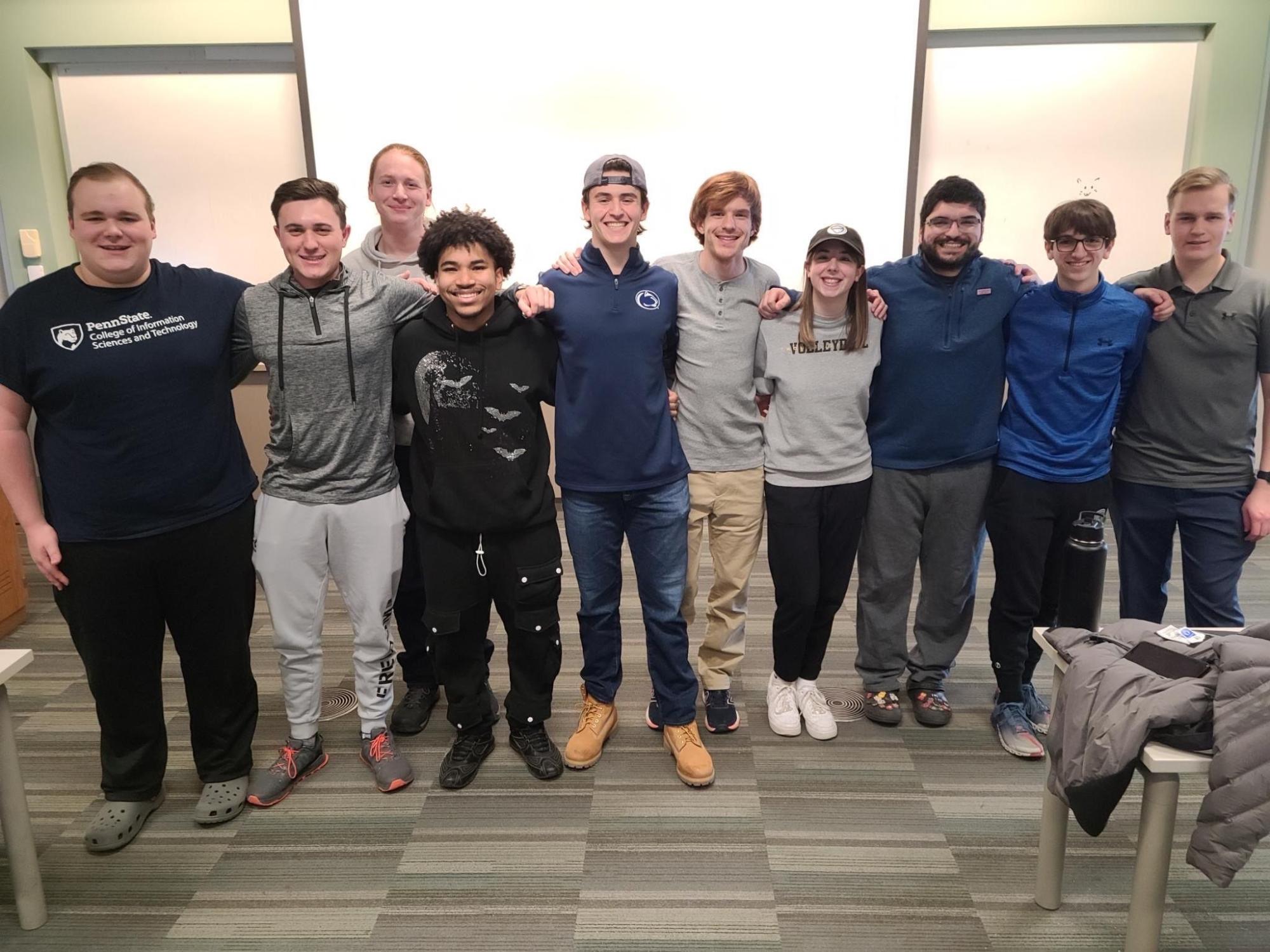 smiling group of college students in casual attire