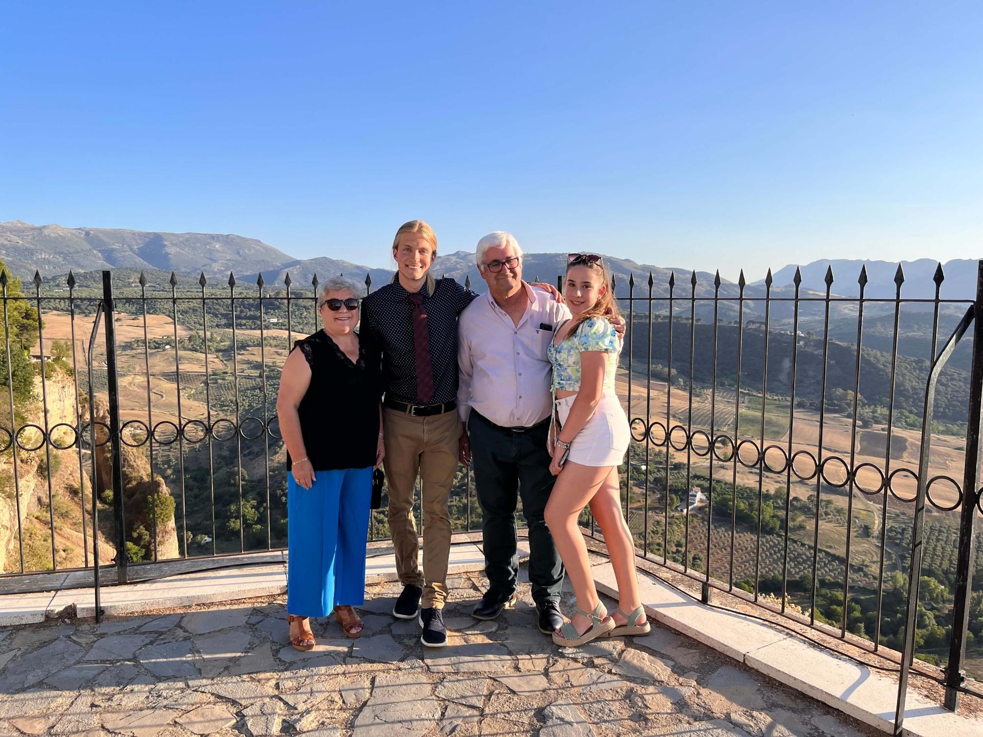 Victor Frolenko (second from left) with his host family in Ronda, Spain.