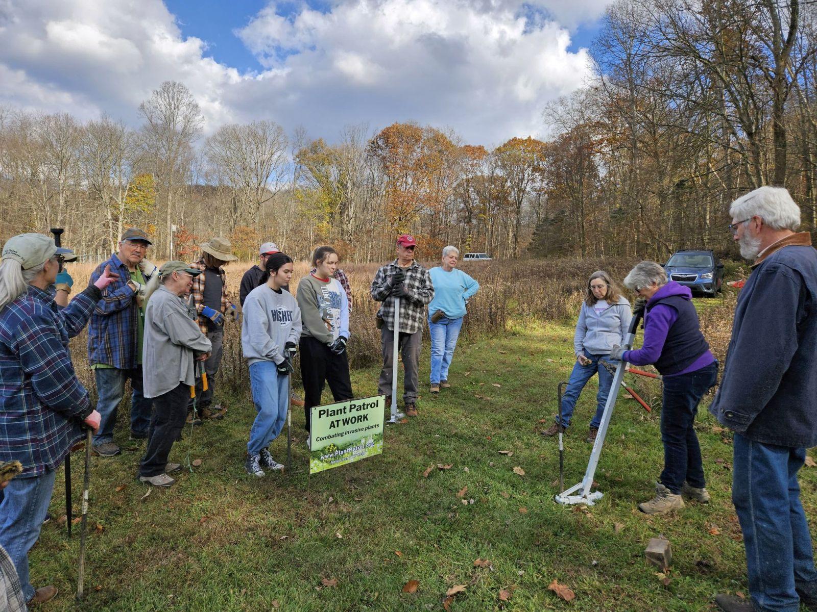 Penn State Extension Master Watershed Steward Cindy Rogers leads Plant Patrol volunteers