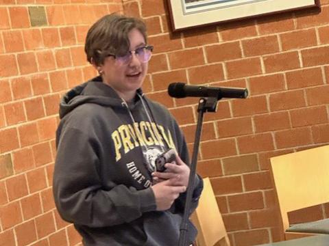 Student Kate Yoder, incoming Editor-in-Chief of Hard Freight, reads an original creative nonfiction essay.