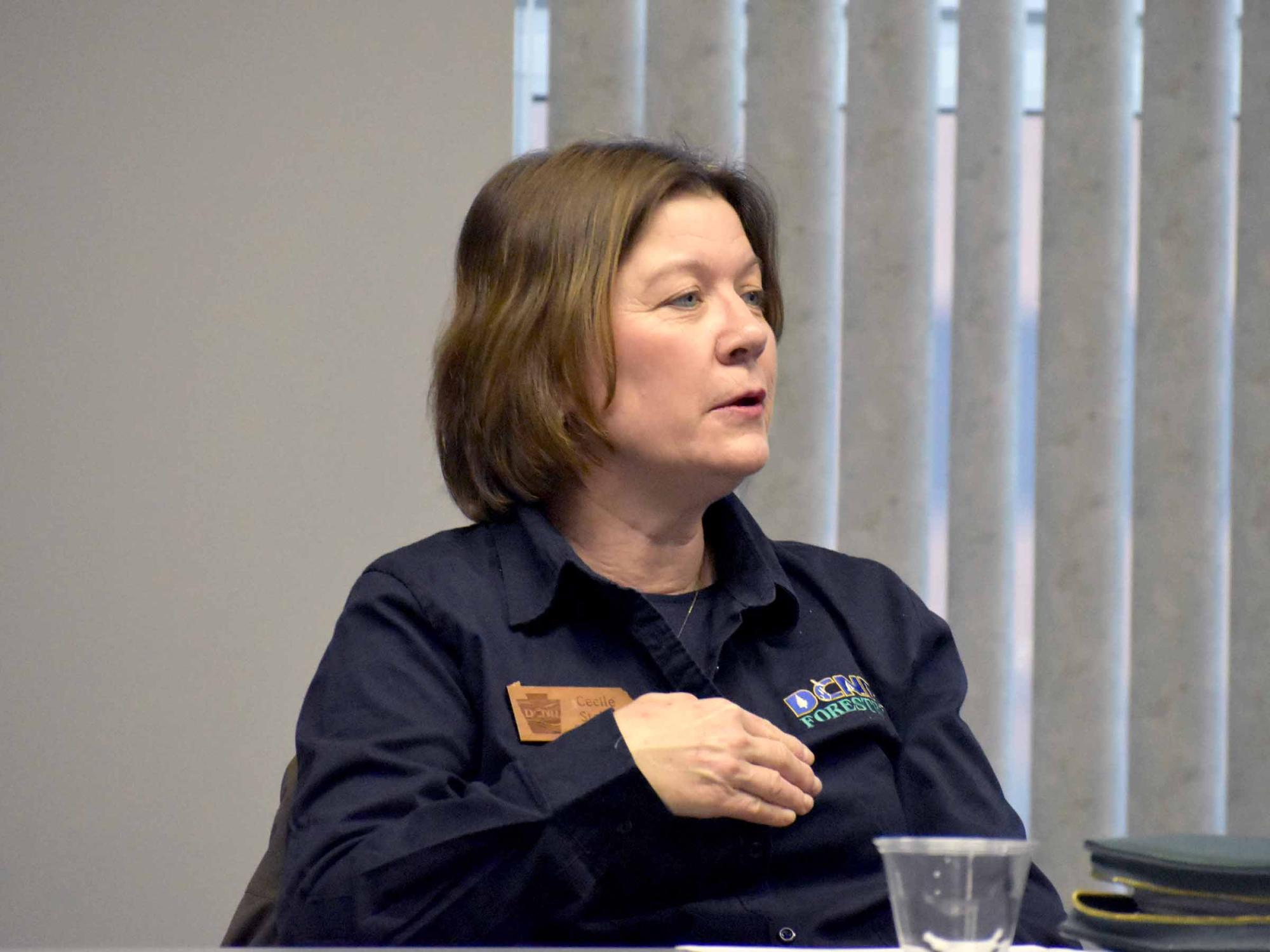 Cecile Stelter, District Forester, Department of Conservation & Natural Resources speaks to students