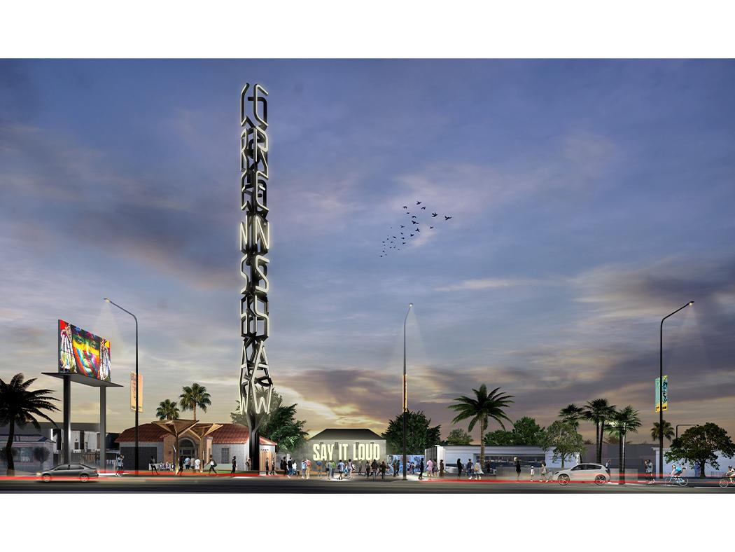 A rendering of a landscape in a west coast setting. 