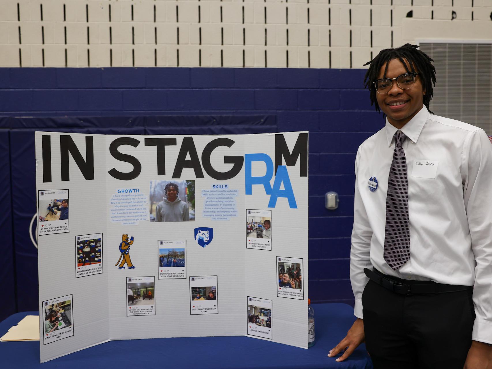student presenting work