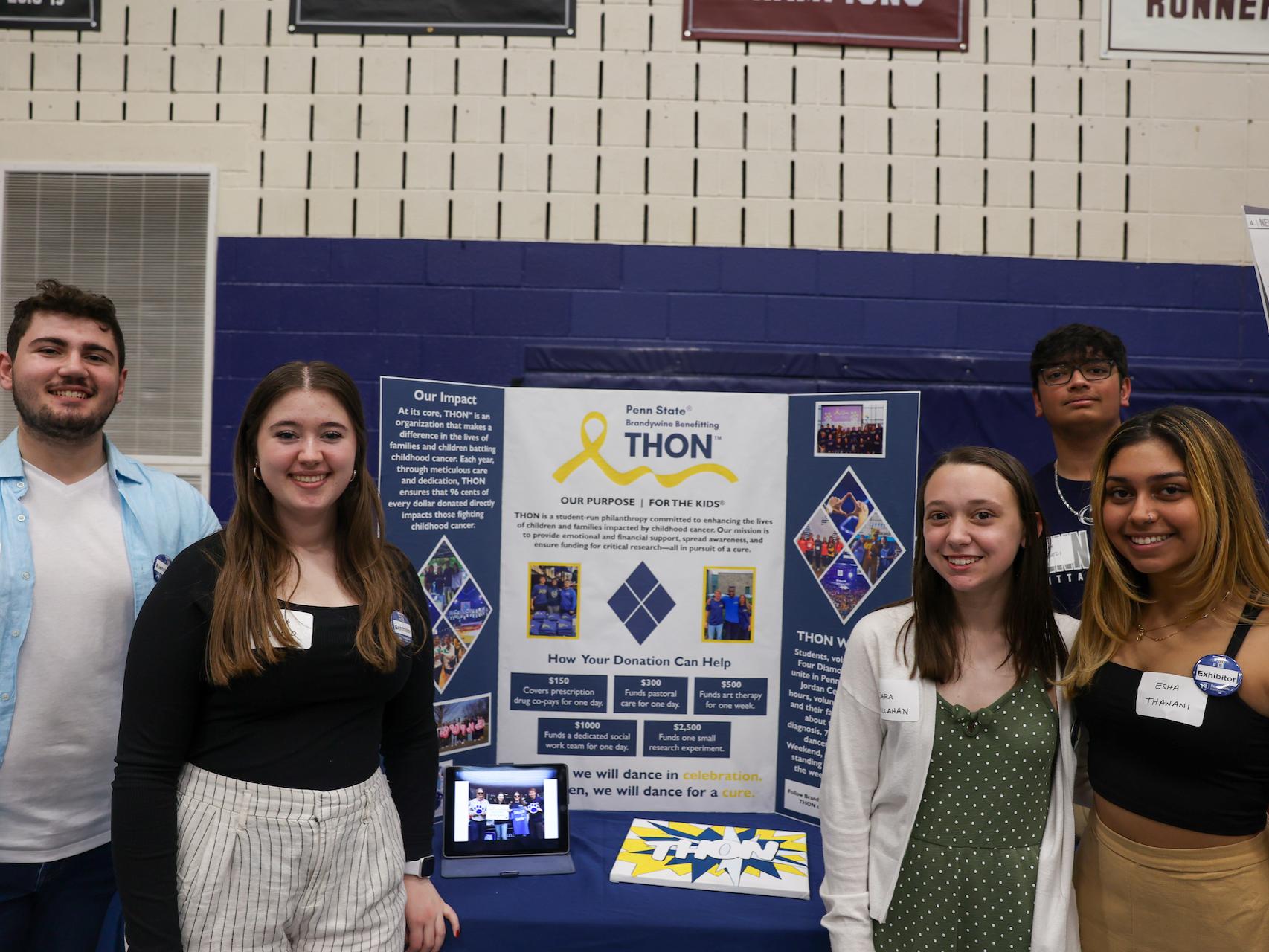 students standing in front of poster