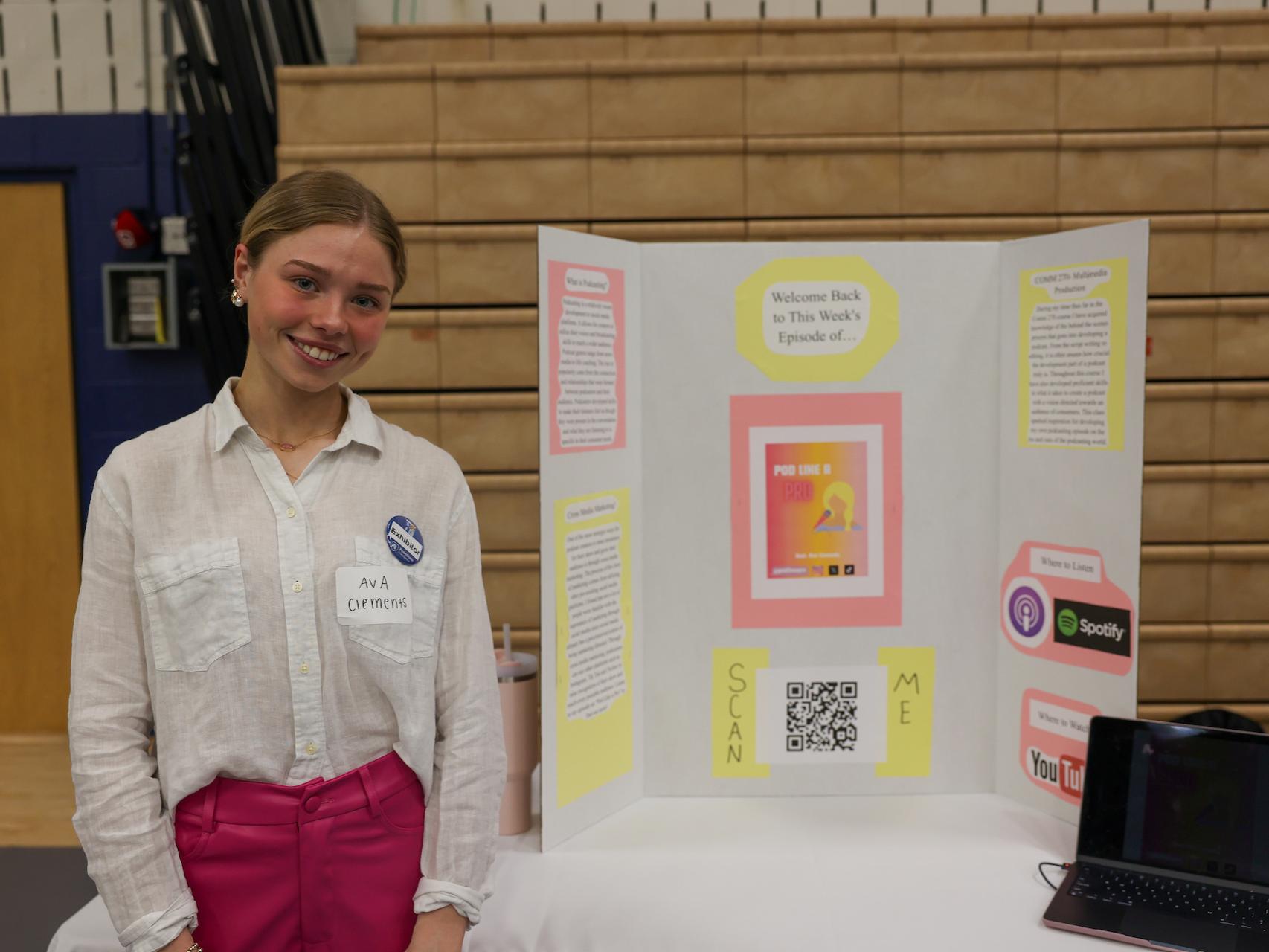 student presenting work