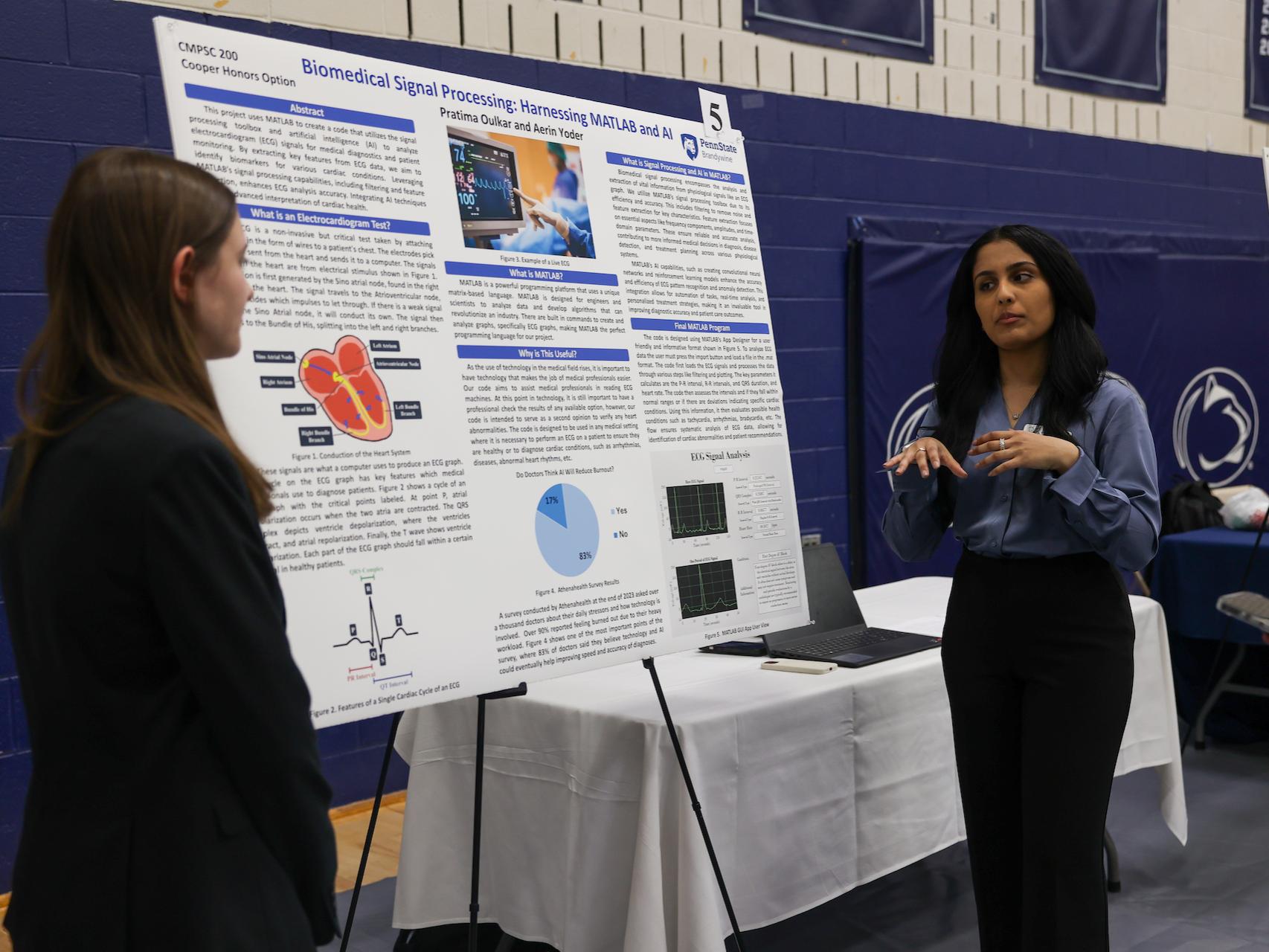 students presenting work