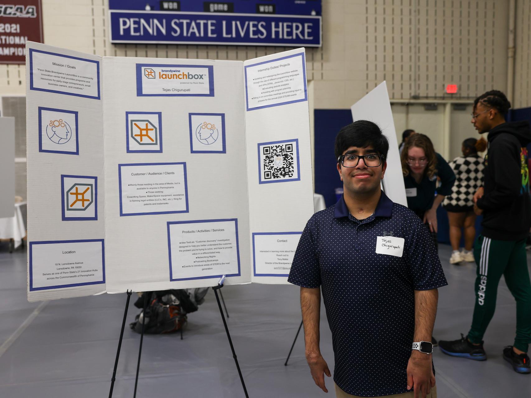 students presenting work