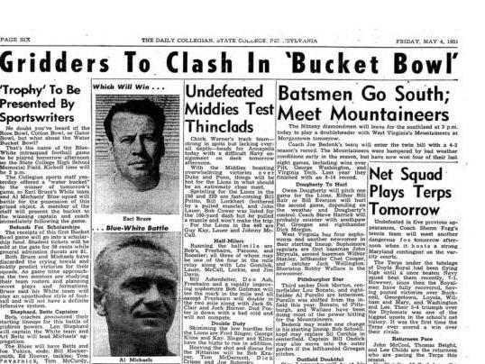 A screenshot of The Daily Collegian newspaper on May 4, 1951