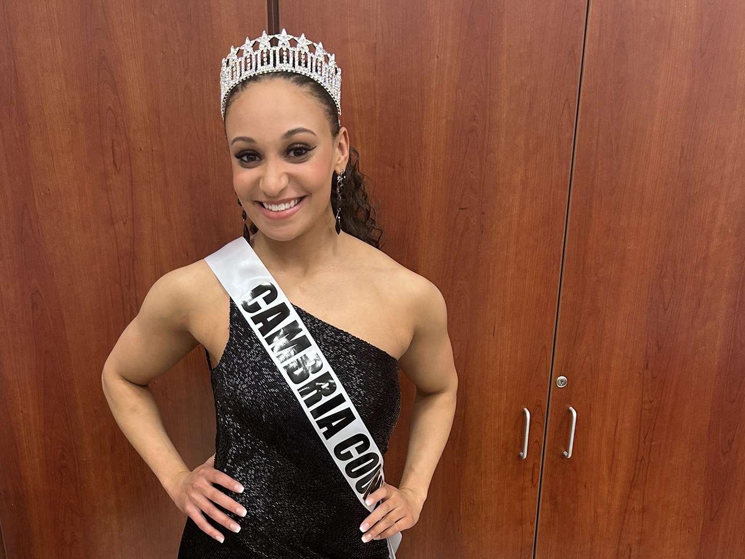 Mia Jordan poses with her Cambria County Outstanding Young Woman crown and sash.
