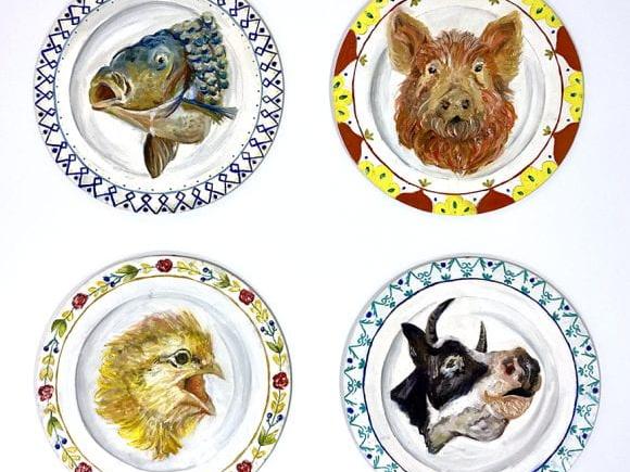 Painting of four animal heads