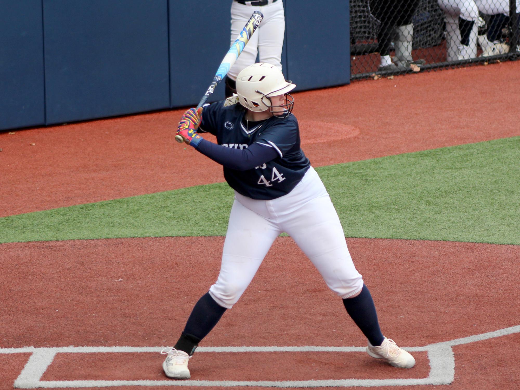 Penn State DuBois freshman Natalie Bowser prepares for a pitch to be delivered during a home game this season at Heindl Field in DuBois.