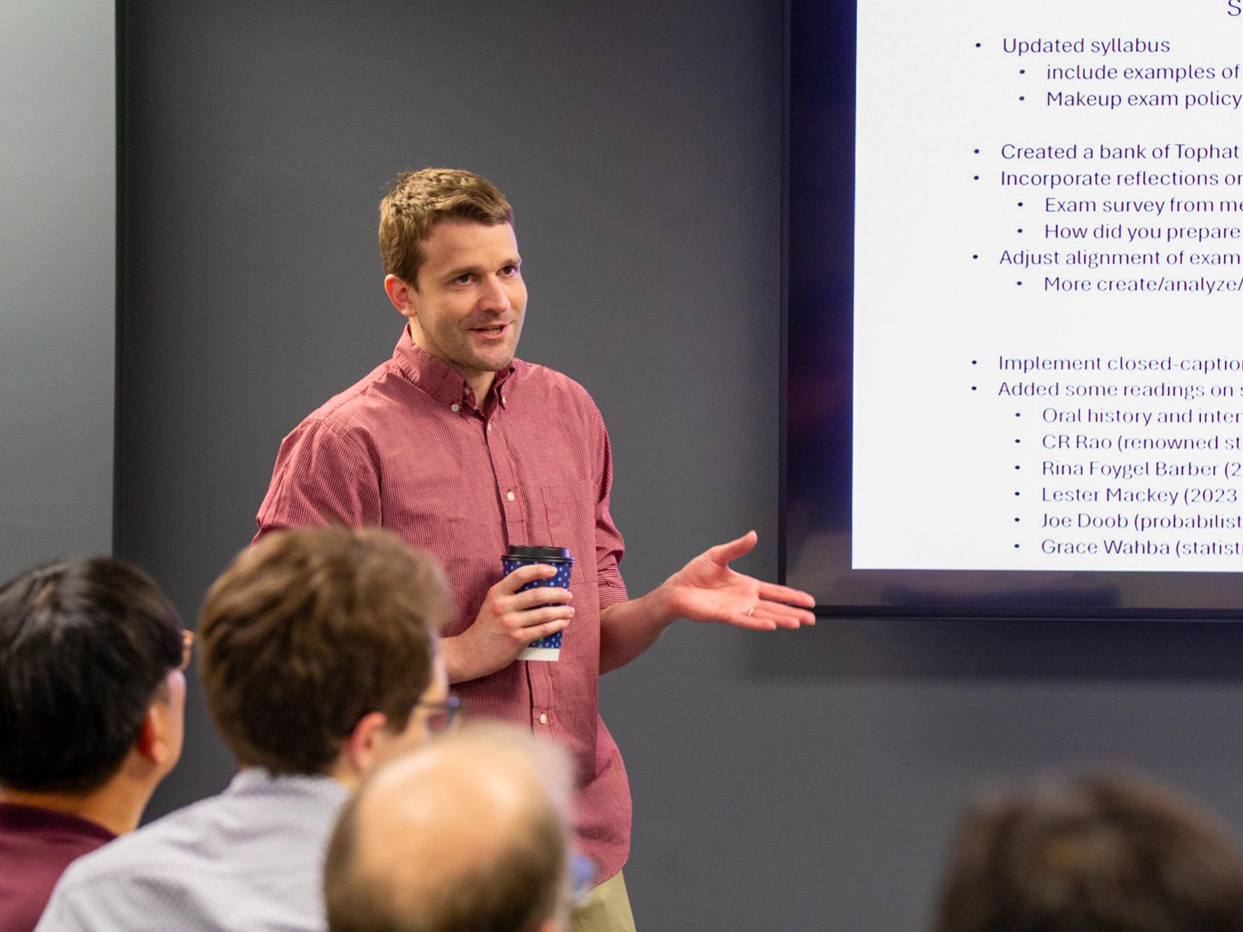 Assistant Professor of Statistics Stephen Berg presenting at the Evidence-Based Teaching Academy