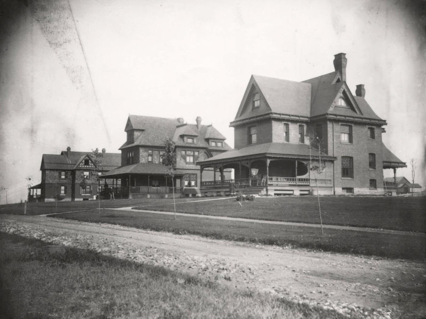 Three houses in the late 1800s