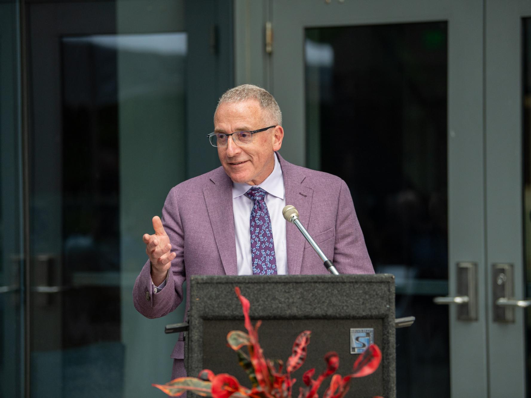 Andrew Read speaking at the Benkovic Building Naming Ceremony