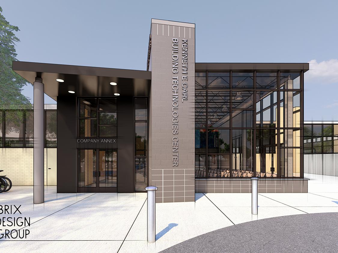 A rendering of an entrance to a building