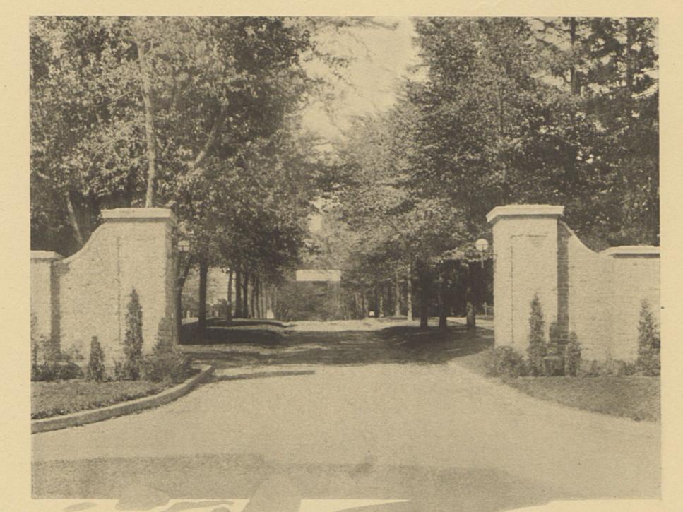 The main entrance to campus in the late 1910s