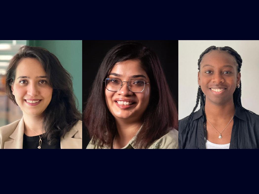 Left to right: Mahsa Adib, Ankita Karmakar, and Jaylaan Pough.